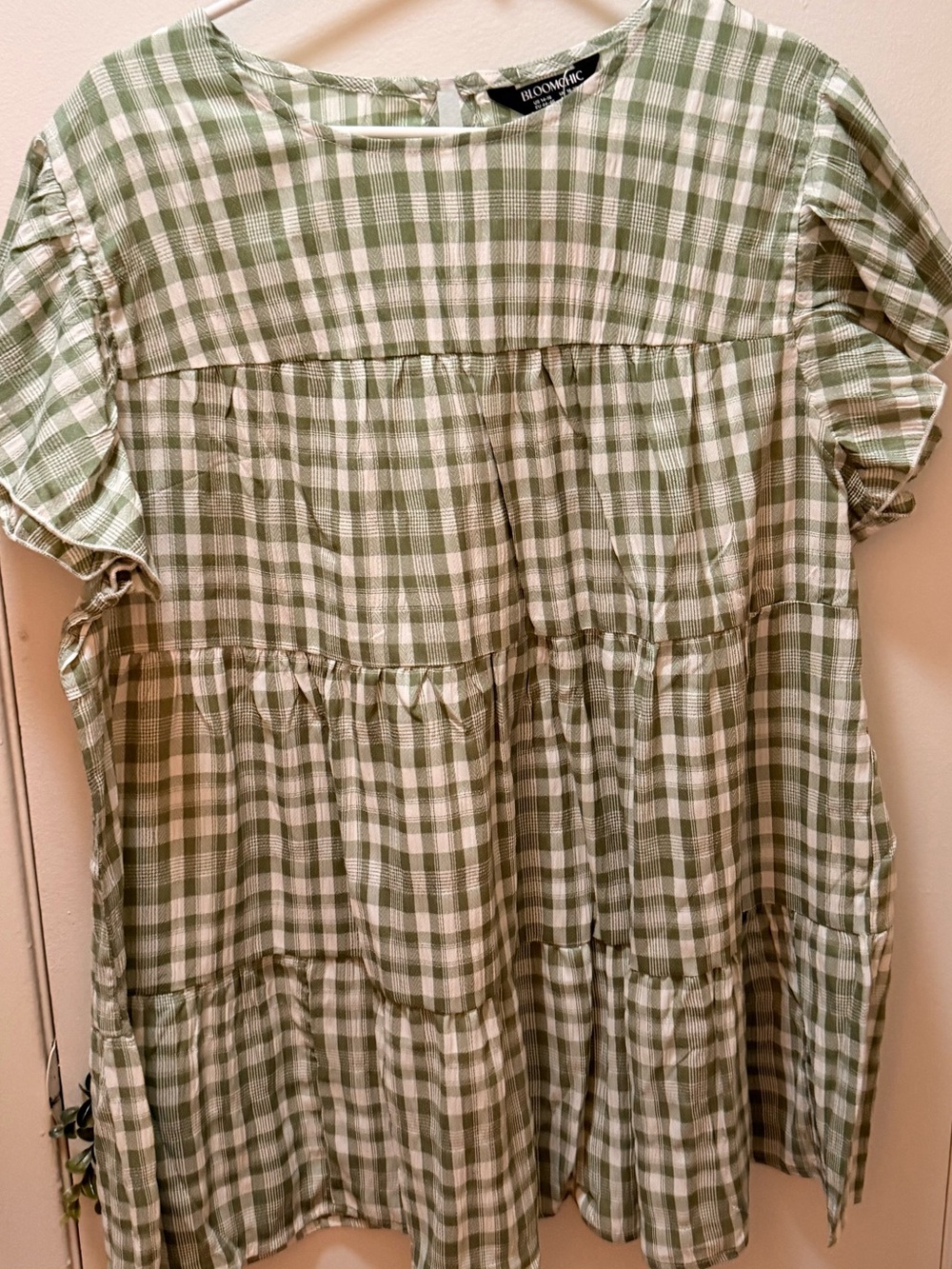 BloomChic’s Green and White Gingham Blouse